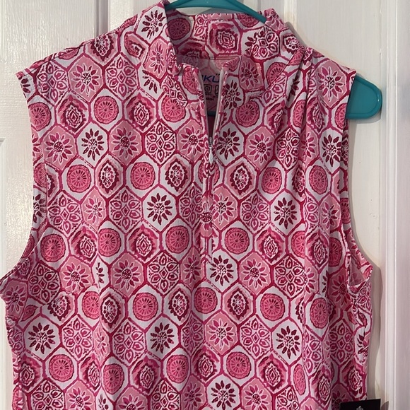 NWT Women’s IBKUL UPF50 Pink & White Sleeveless Mock Neck Golf Dress Size XL - Picture 5 of 8